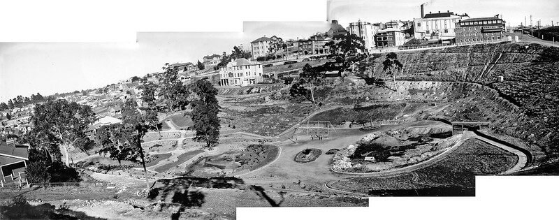 1938 Kingsford Smith Park looking across to Lurline Street, Blue Mountains Library Local Studies